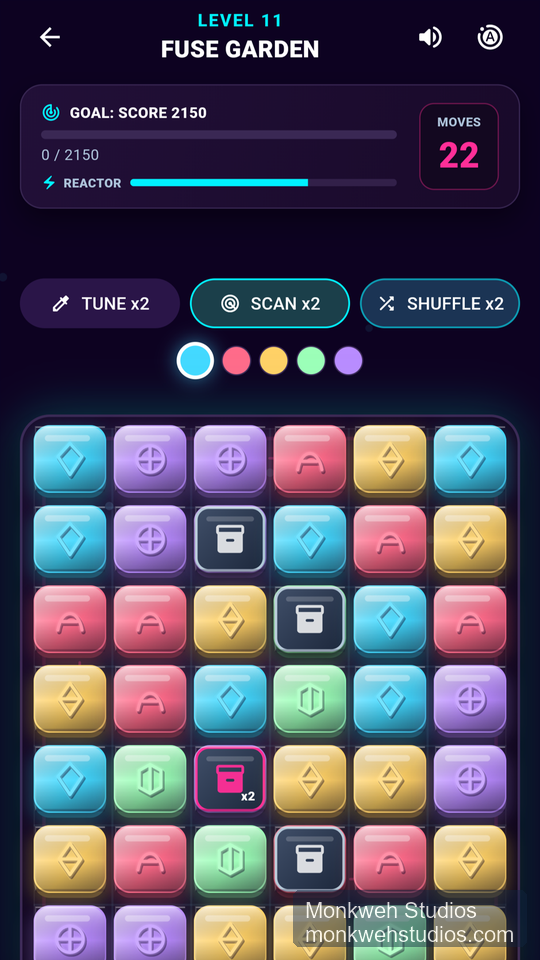Signal Match level 11 board showing a special-piece cascade setup.